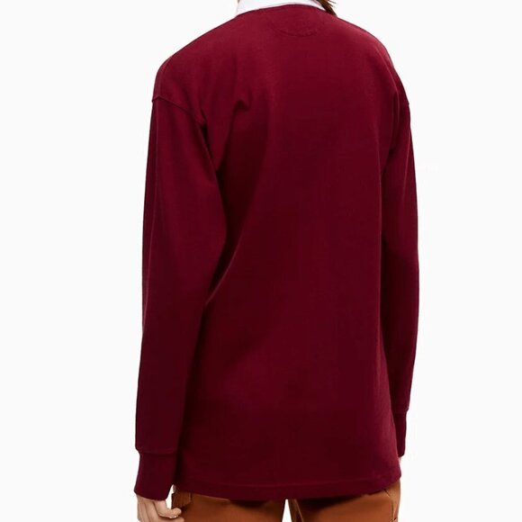 Aritzia Tna Covenham Long Sleeve T-shirt Embroidered Burgundy Red Size XS - Picture 4 of 13